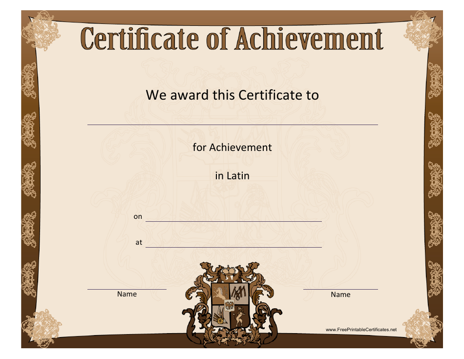 Latin Achievement Certificate Template, Page 1
