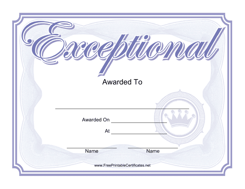 Exceptional Achievement Certificate Template Download Pdf