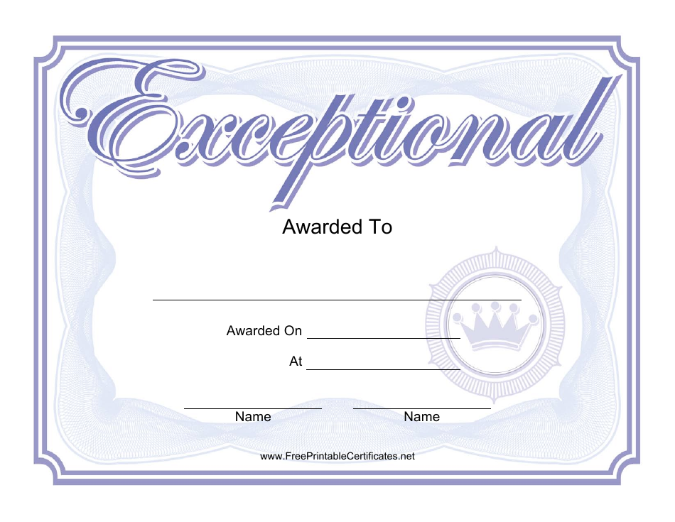 Exceptional Achievement Certificate Template, Page 1