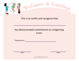 Document preview: Scouting Welcome Certificate Template