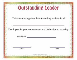 &quot;Outstanding Leader Certificate Template&quot;