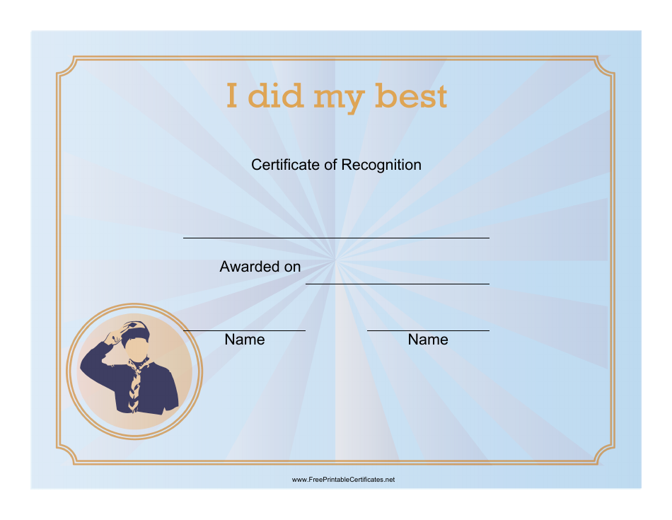 I Did My Best Certificate of Recognition Template, Page 1