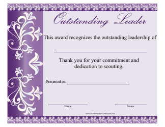 Document preview: Outstanding Leadership Certificate Template