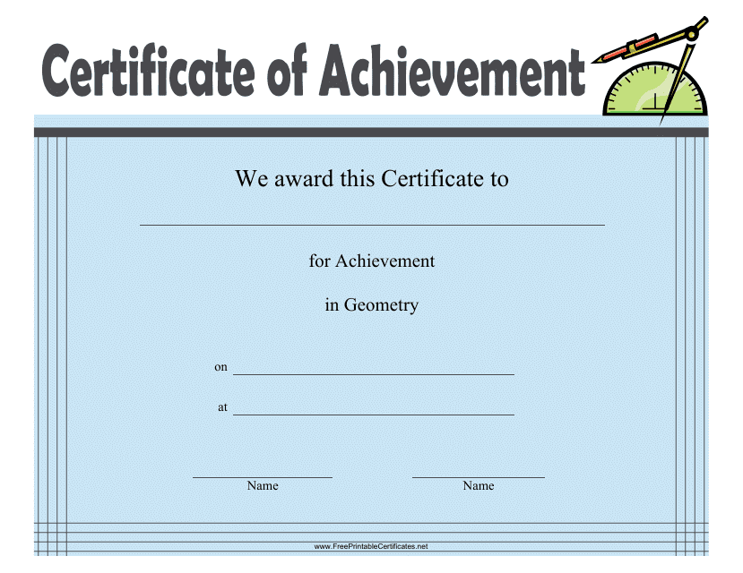 Geometry Achievement Certificate Template Download Pdf