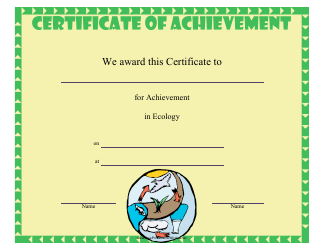 &quot;Ecology Achievement Certificate Template&quot;