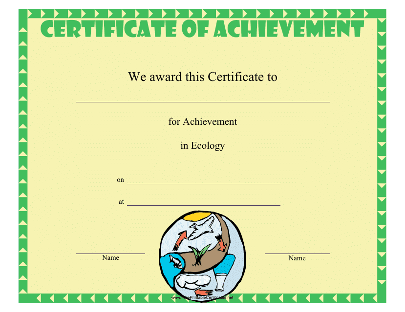 Ecology Achievement Certificate Template