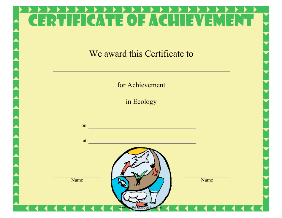 Ecology Achievement Certificate Template