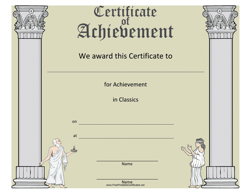 Classics Achievement Certificate Template