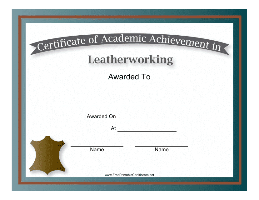 Leatherworking Academic Achievement Certificate Template Download Pdf