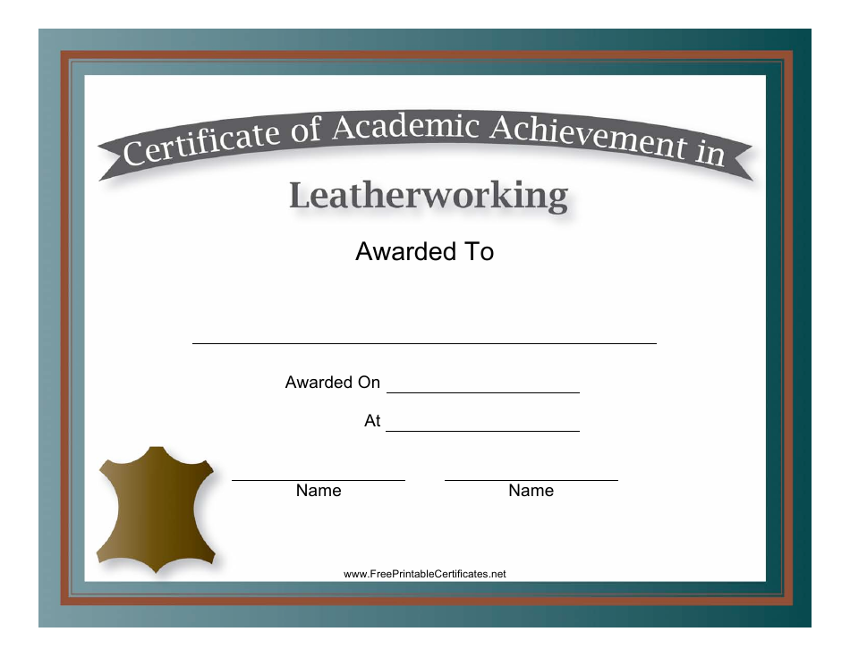 Leatherworking Academic Achievement Certificate Template Preview