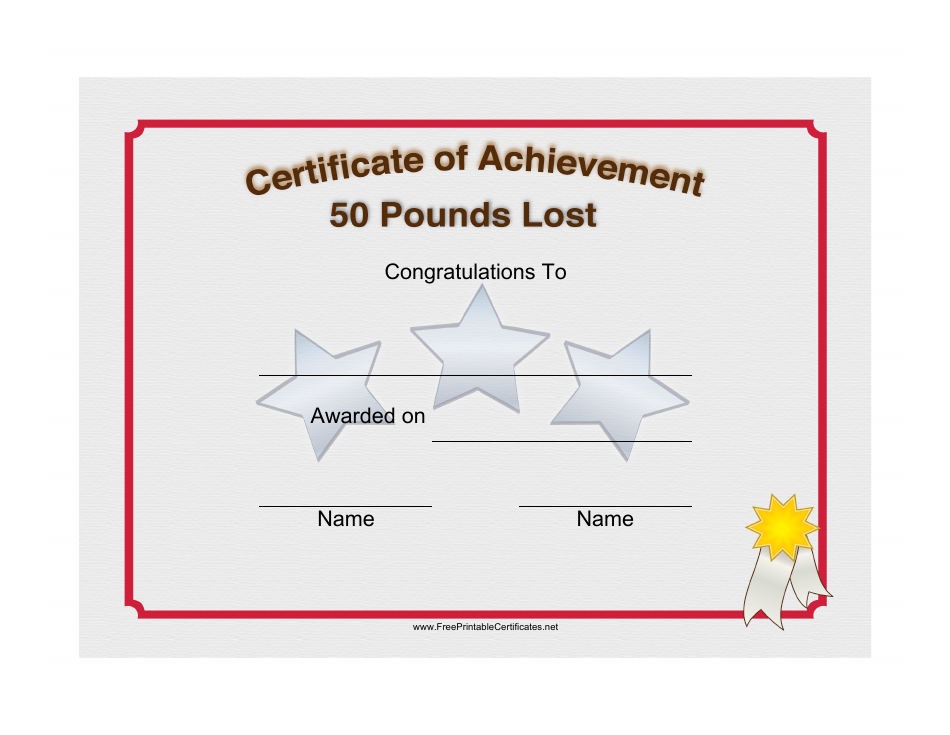 Weight Loss 50 Pounds Achievement Certificate Template Download ...