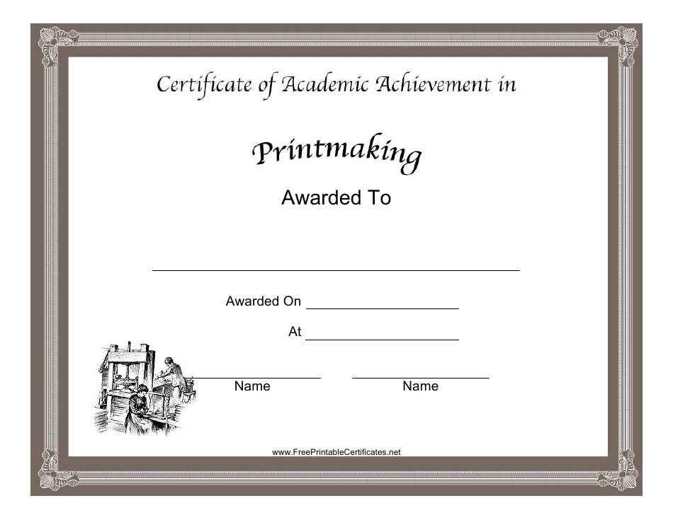 Printmaking Academic Certificate Template, Page 1