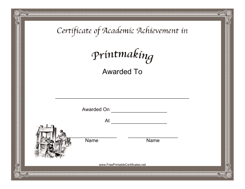 Printmaking Academic Certificate Template