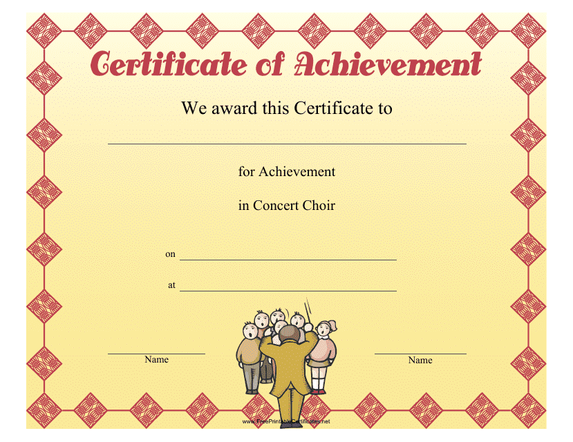Concert Choir Achievement Certificate Template