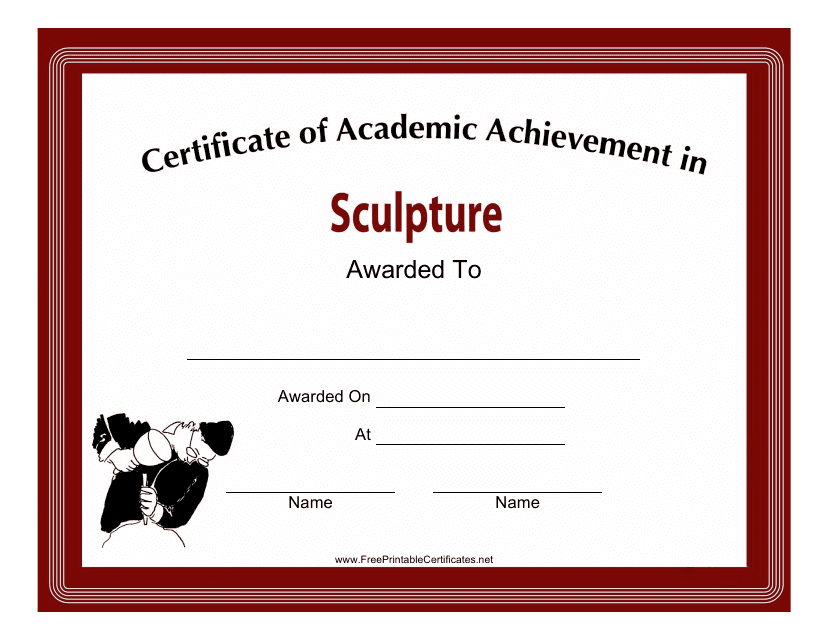&quot;Sculpture Academic Achievement Certificate Template&quot; Download Pdf