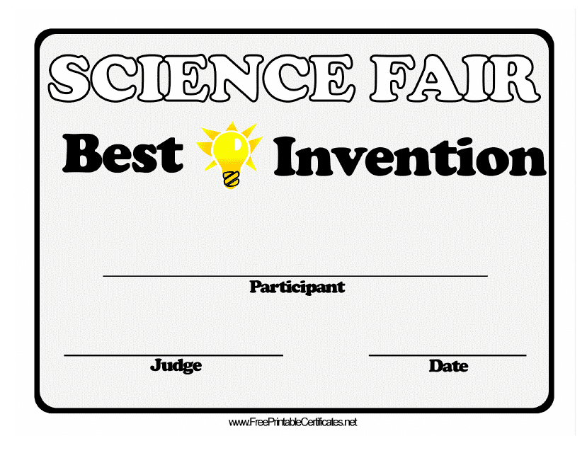 Science Fair Best Invention Certificate Template Preview