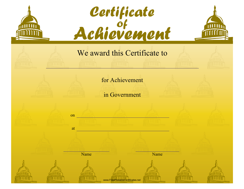 Government Achievement Certificate Template - Preview Image