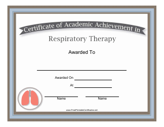 &quot;Respiratory Therapy Academic Achievement Certificate Template&quot;
