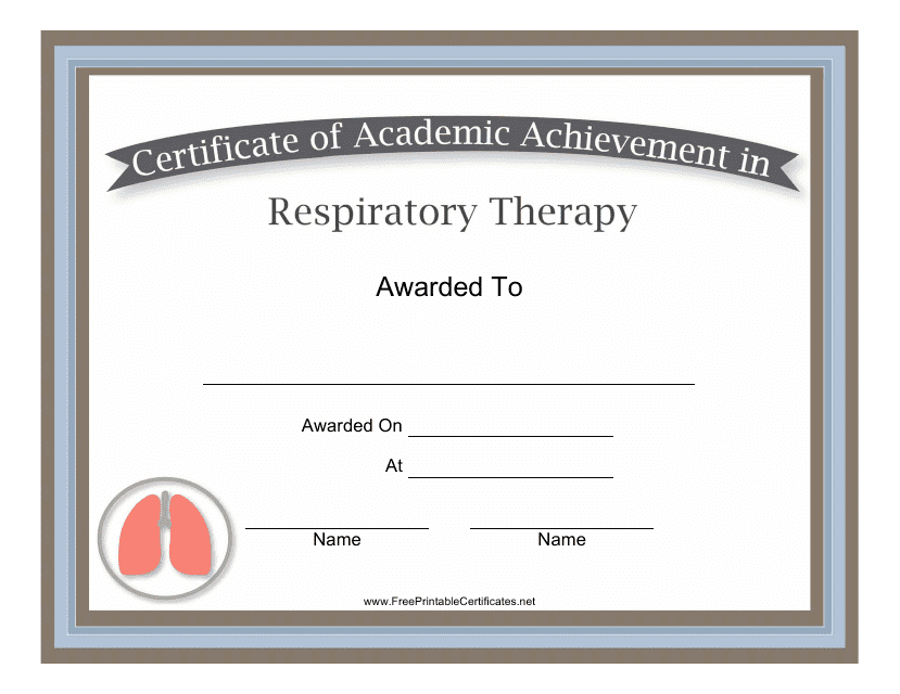 Respiratory Therapy Academic Achievement Certificate Template