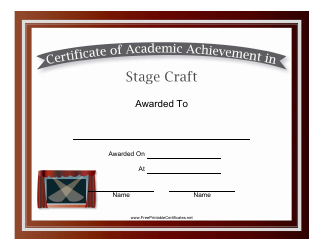 &quot;Stage Craft Academic Achievement Certificate Template&quot;
