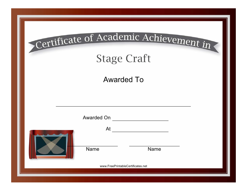 Stage Craft Academic Achievement Certificate Template Preview
