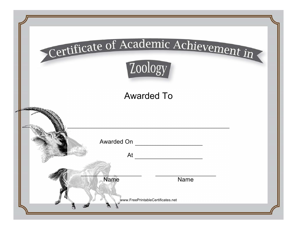 Zoology Academic Achievement Certificate Template