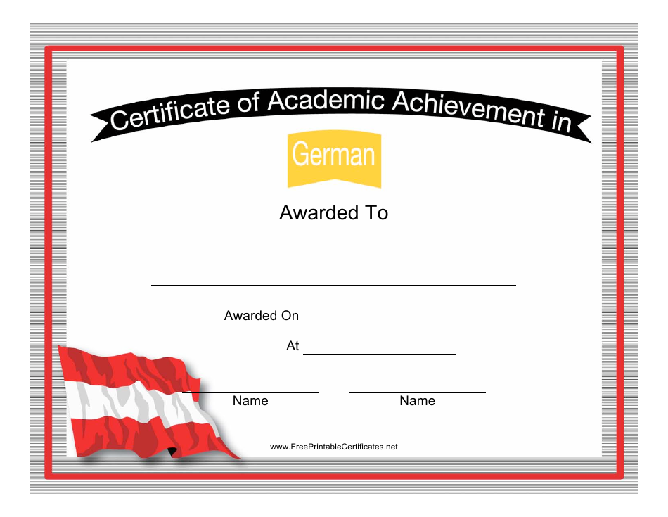German Language Certificate of Achievement Template