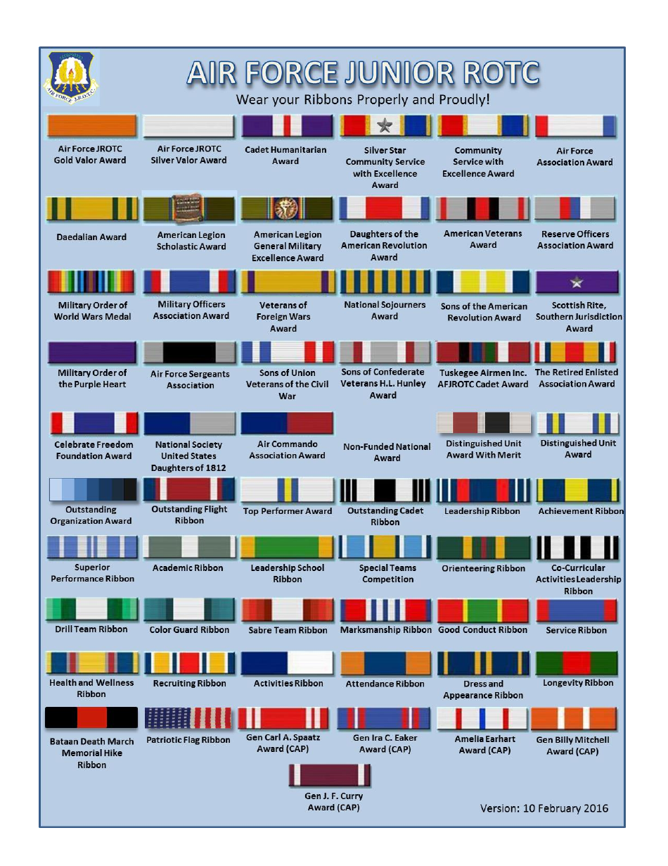 Junior Reserve Officer Training Corps Rotc Ribbons Chart Download Printable Pdf Templateroller