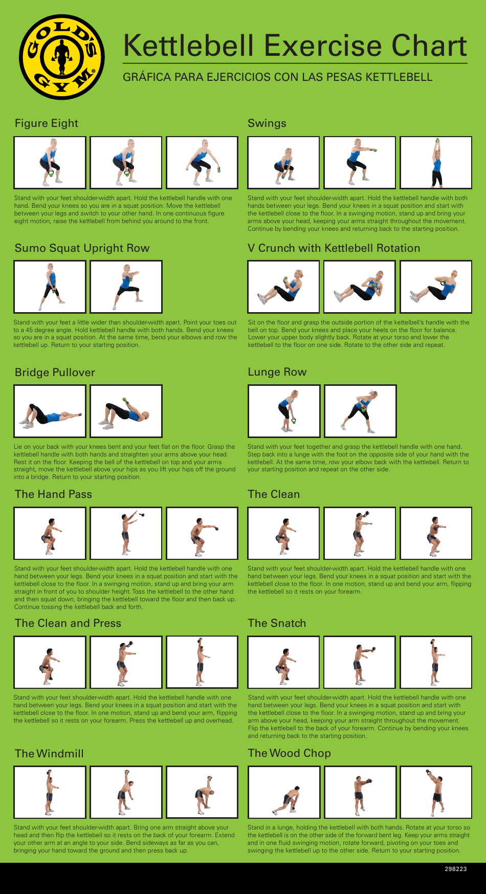 Kettlebell Exercise Sheet from Gold's Gym