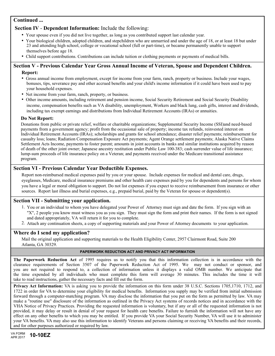 VA Form 1010EZ Fill Out, Sign Online and Download Fillable PDF