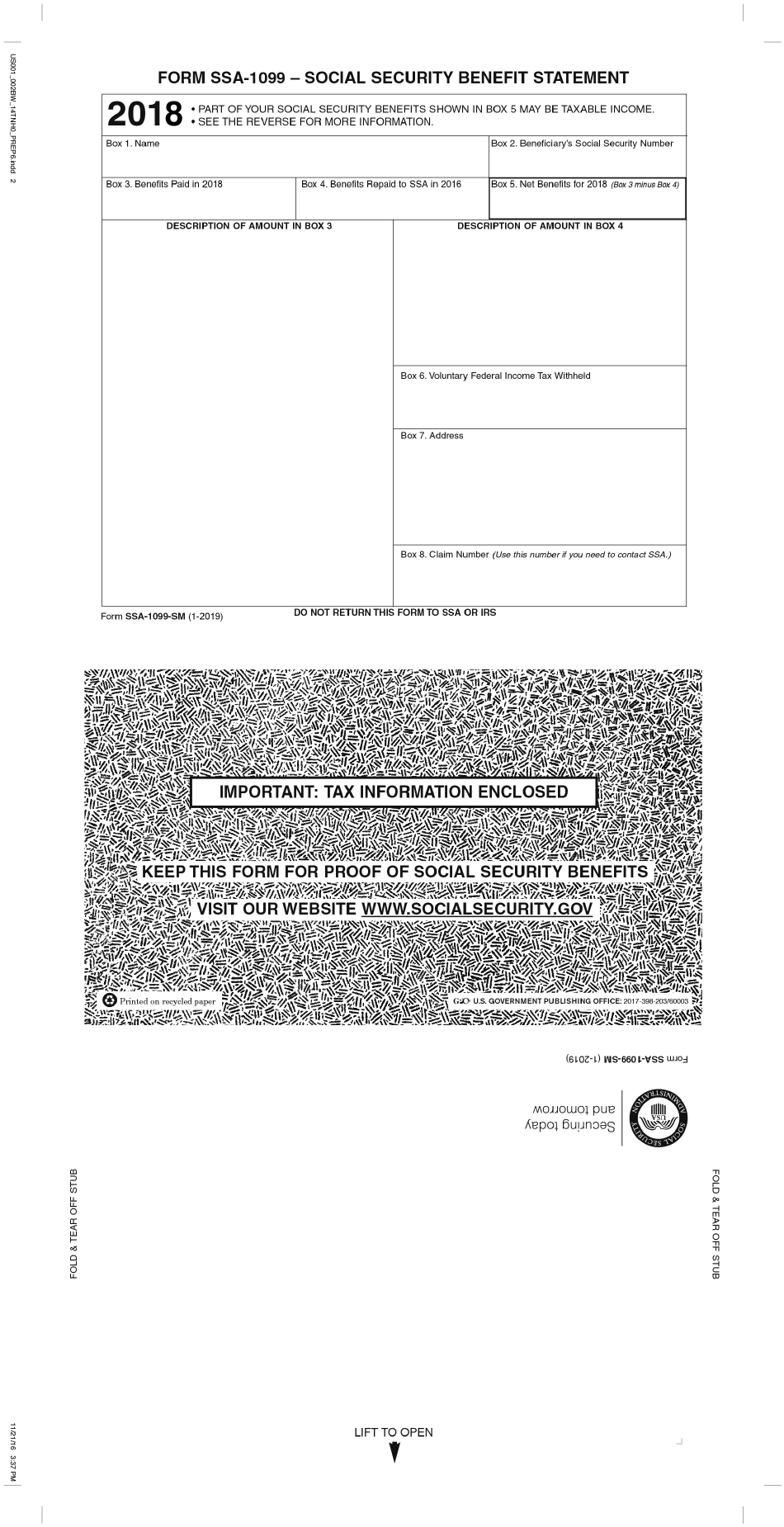 Form SSA-1099 Download Printable PDF or Fill Online Social Security