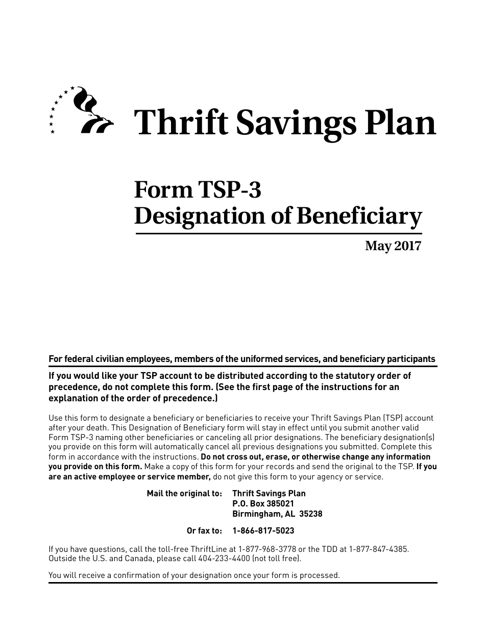 Form TSP-3 Designation of Beneficiary, Page 1