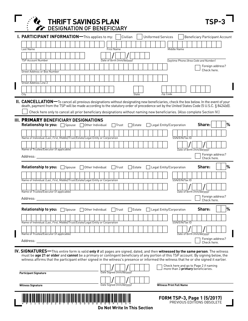 Form TSP3 Fill Out, Sign Online and Download Printable PDF