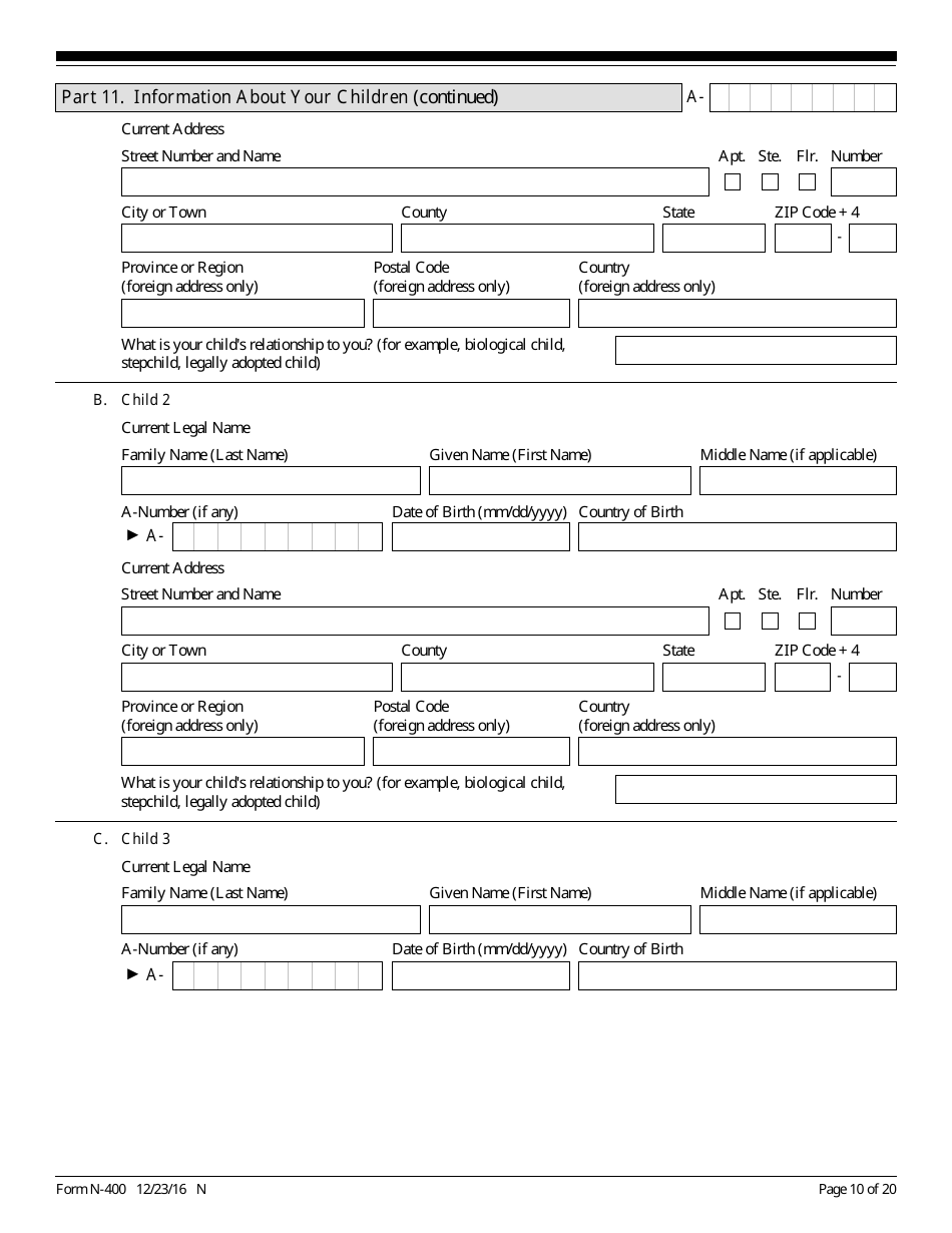 USCIS Form N-400 Application for Naturalization, Page 10