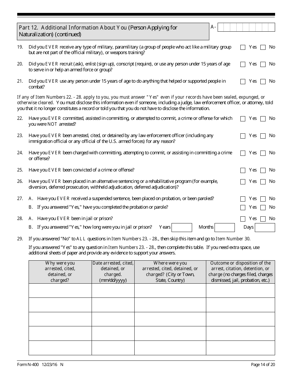 USCIS Form N-400 Application for Naturalization, Page 14