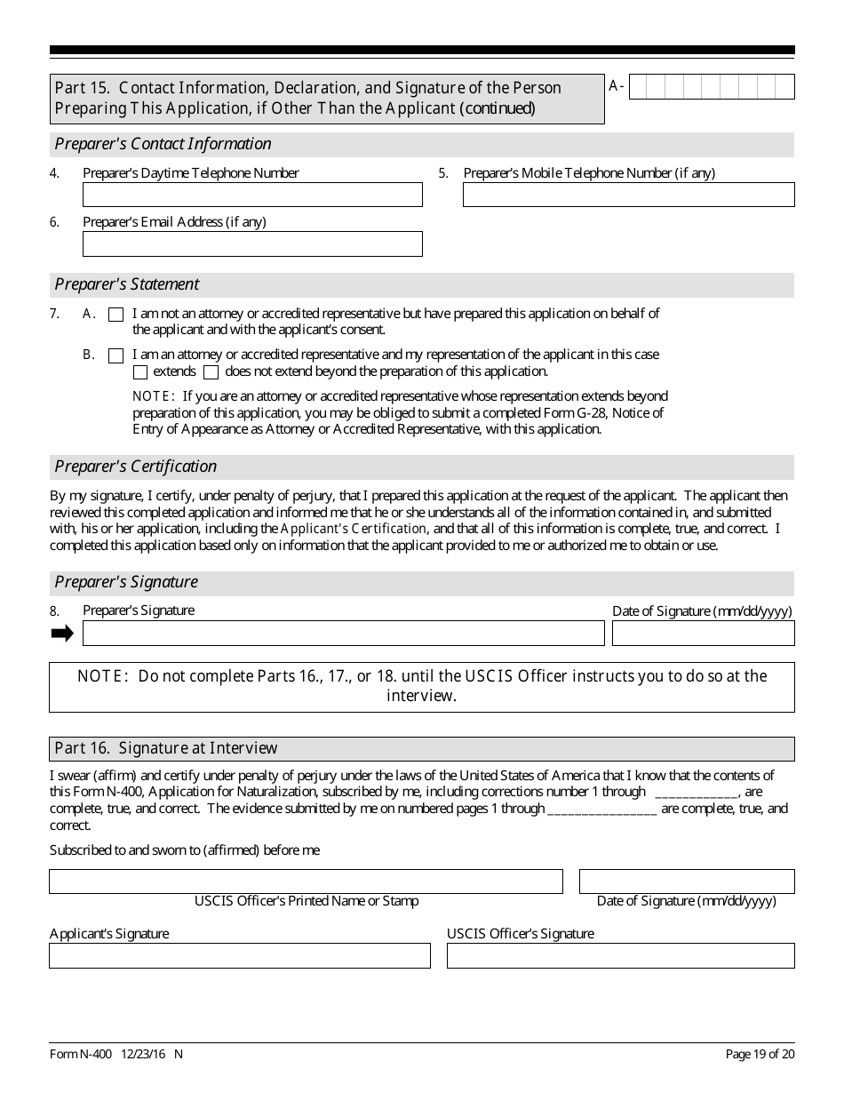 USCIS Form N-400 - Fill Out, Sign Online and Download Fillable PDF ...