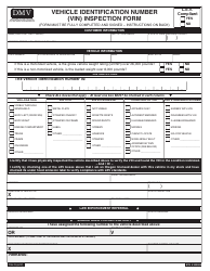 Form 735-11 Vehicle Identification Number (Vin) Inspection Form - Oregon