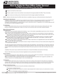 PS Form 1093-C &quot;Application for Post Office Caller Service&quot;