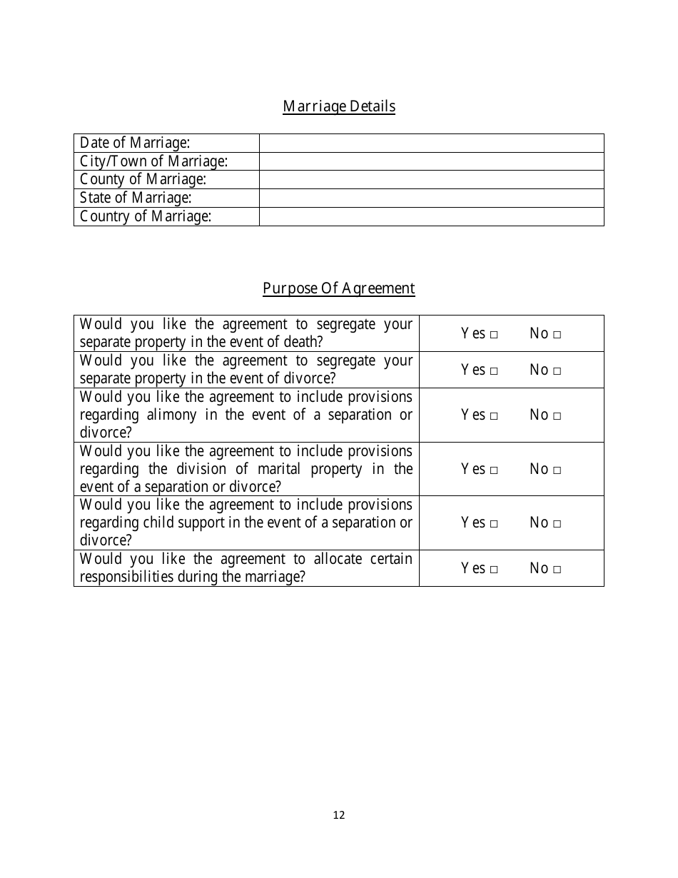 Prenuptial / Postnuptial Agreement Intake Form - Amarai  Associates, P.c., Page 12