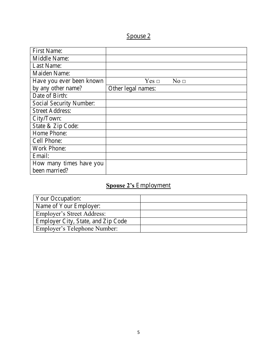 Prenuptial / Postnuptial Agreement Intake Form - Amarai  Associates, P.c., Page 5