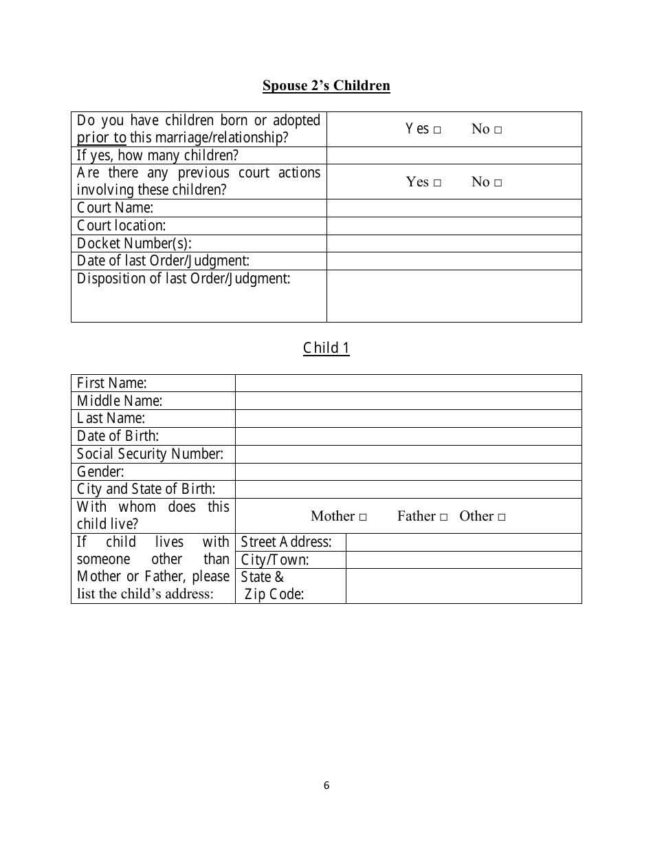 Prenuptial / Postnuptial Agreement Intake Form - Amarai  Associates, P.c., Page 6