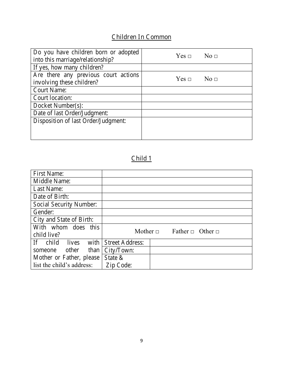 Prenuptial / Postnuptial Agreement Intake Form - Amarai  Associates, P.c., Page 9