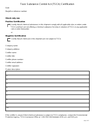 Toxic Substance Control Act (Tsca) Certification Form, Page 2