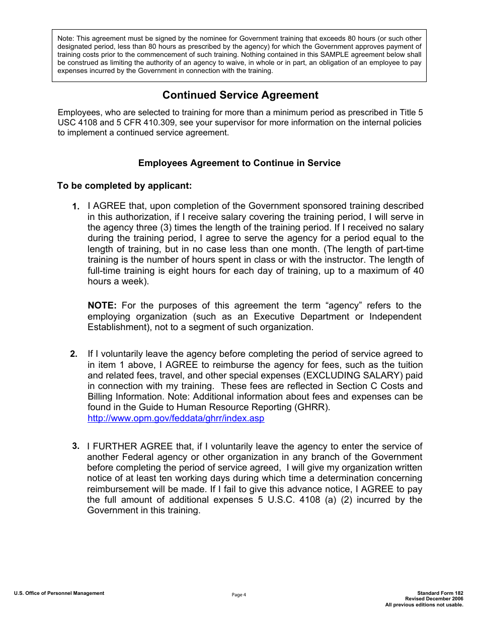 OPM Form SF-182 - Fill Out, Sign Online and Download Fillable PDF ...