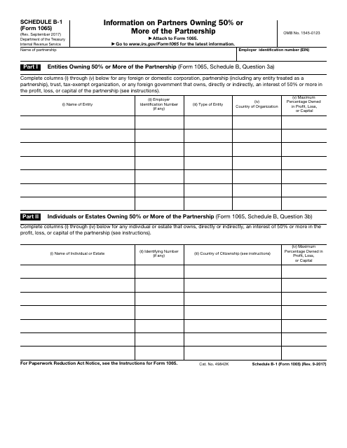 IRS Form 1065 Schedule B-1  Printable Pdf