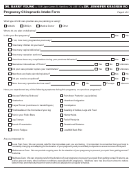 Pregnancy Chiropractic Intake Form - Dr. Barry Young, Dr. Jennifer Kragren Ro, Page 2