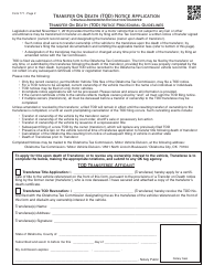 OTC Form 771 Transfer on Death (Tod) Notice Application - Oklahoma, Page 2