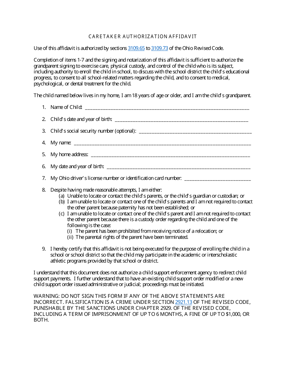 Caregiver Authorization Affidavit 2020 Fill And Sign 7701