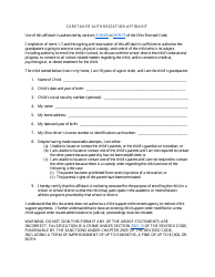 Caretaker Authorization Affidavit - Ohio