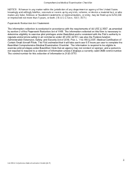 FAA Form FAA8700-2 Comprehensive Medical Examination Checklist, Page 2